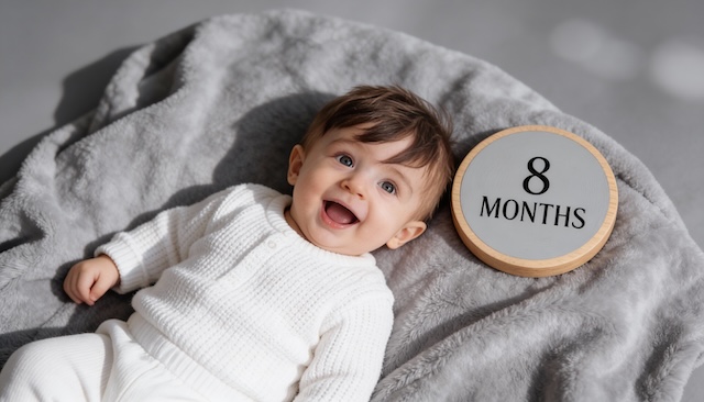 Month 8 - Soft Gray Studio Baby Milestone