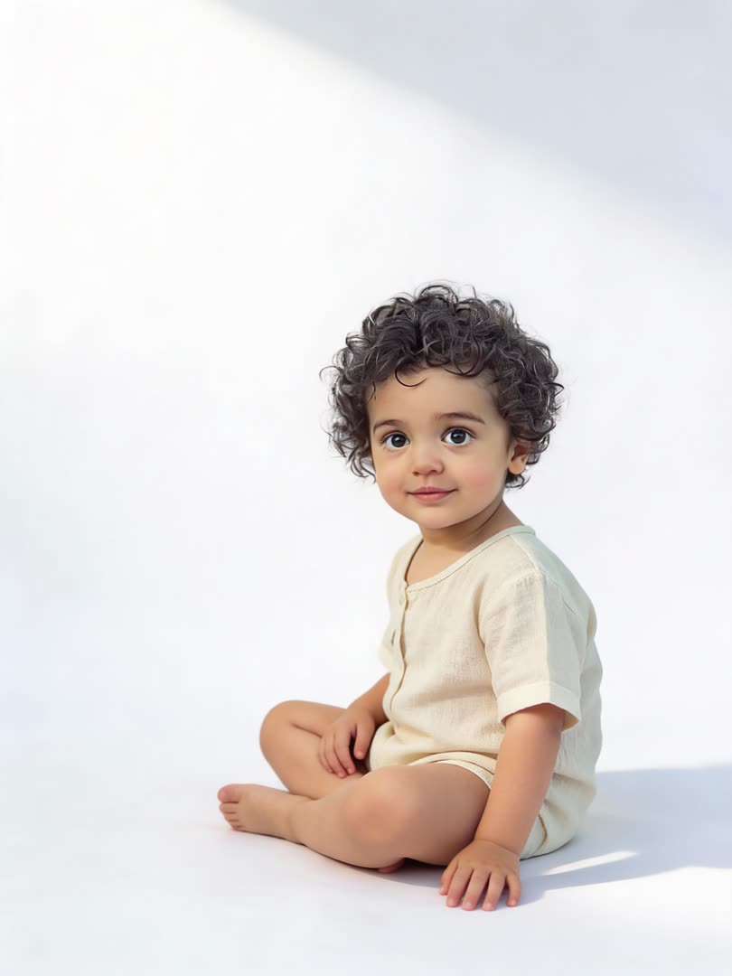 Clean White Studio AI Baby Photo Template Preview