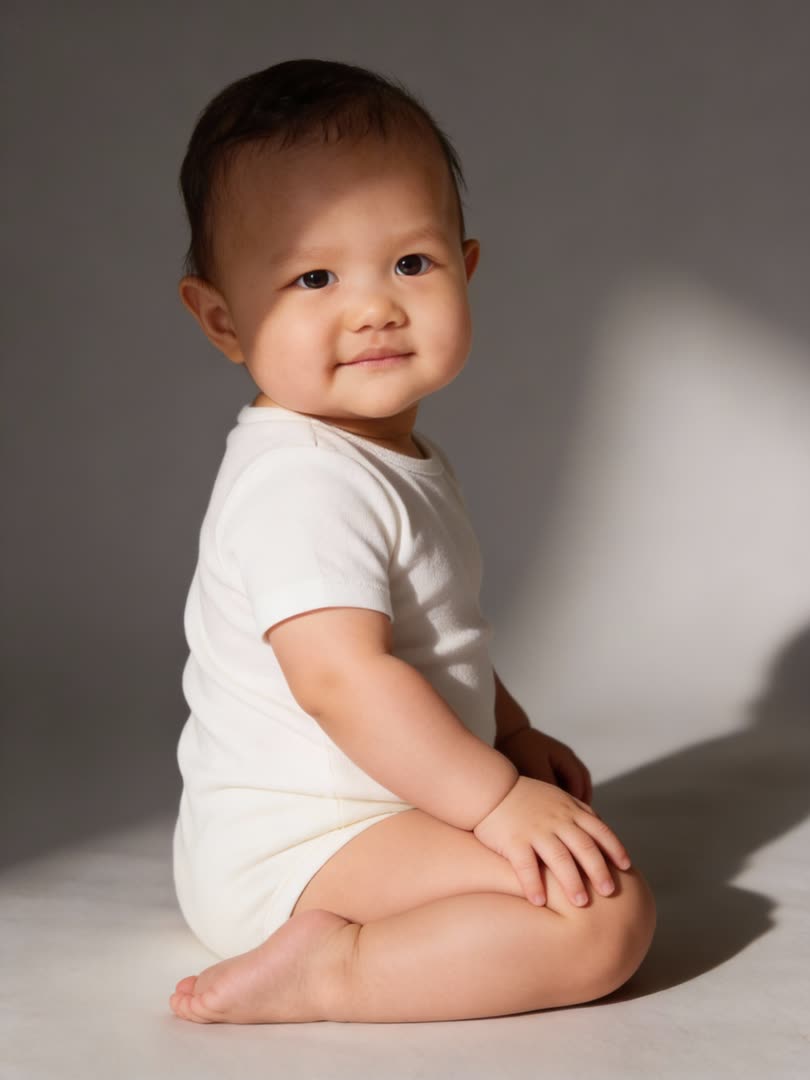 Soft Gray Minimal AI Baby Photo Template Preview