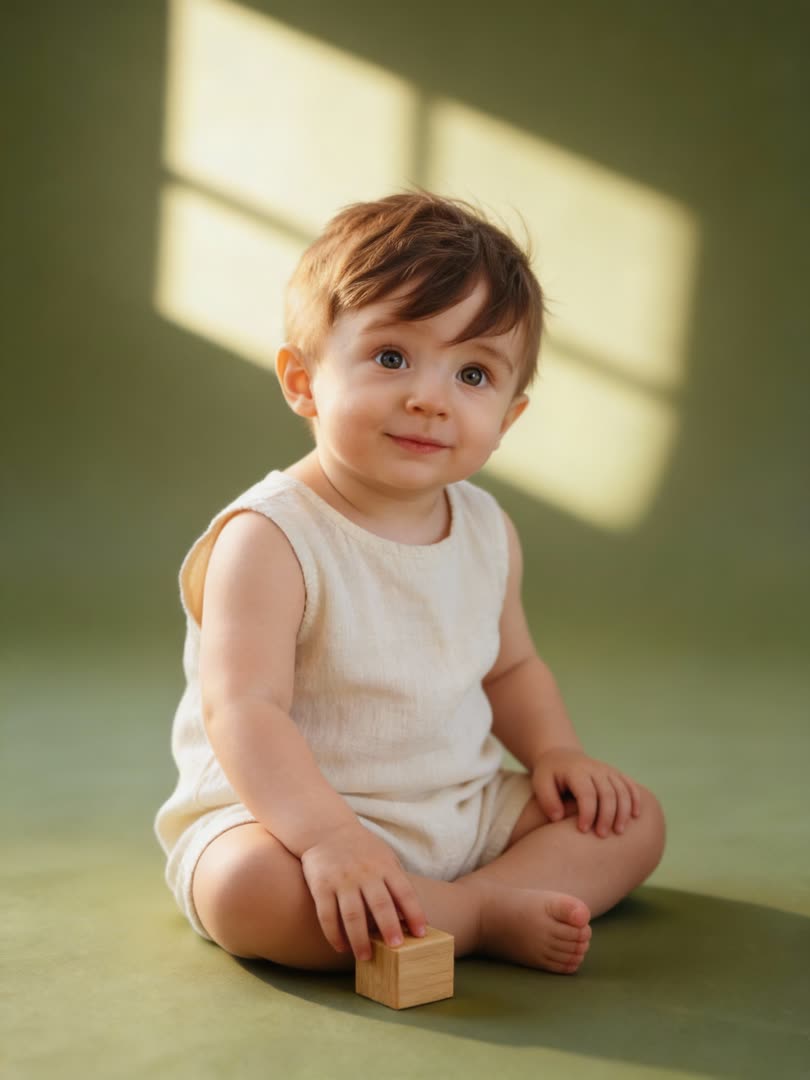 Sage Green Backdrop AI Baby Photo Template Preview