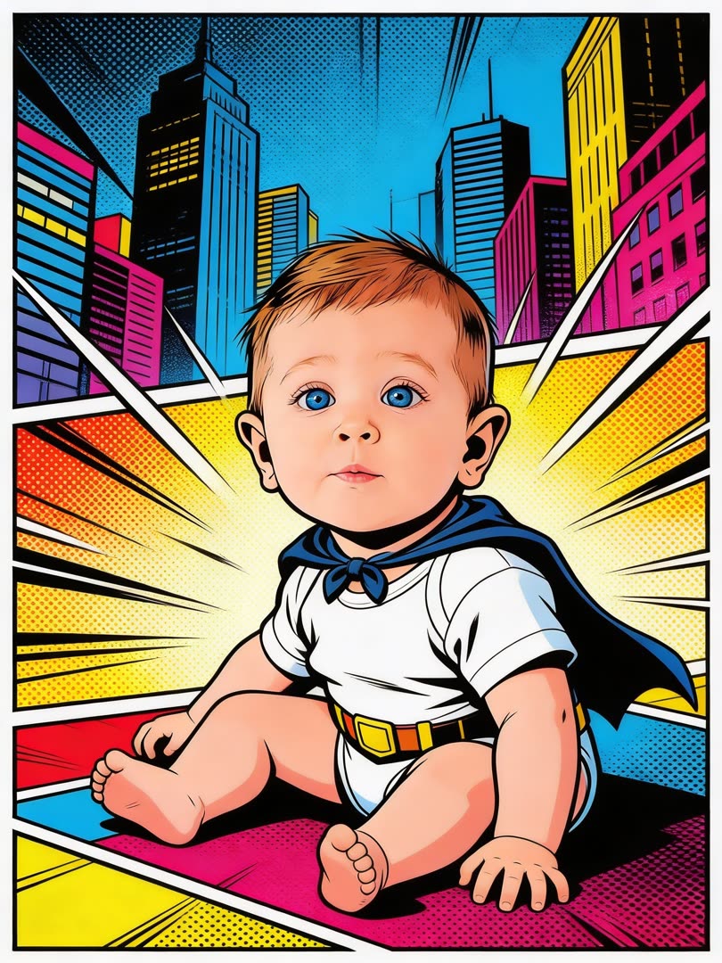 Comic Book Baby AI Baby Photo Template Preview