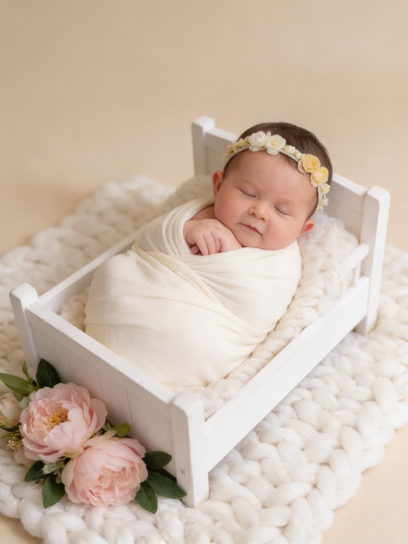 Floral Cradle AI Baby Photo Template Preview