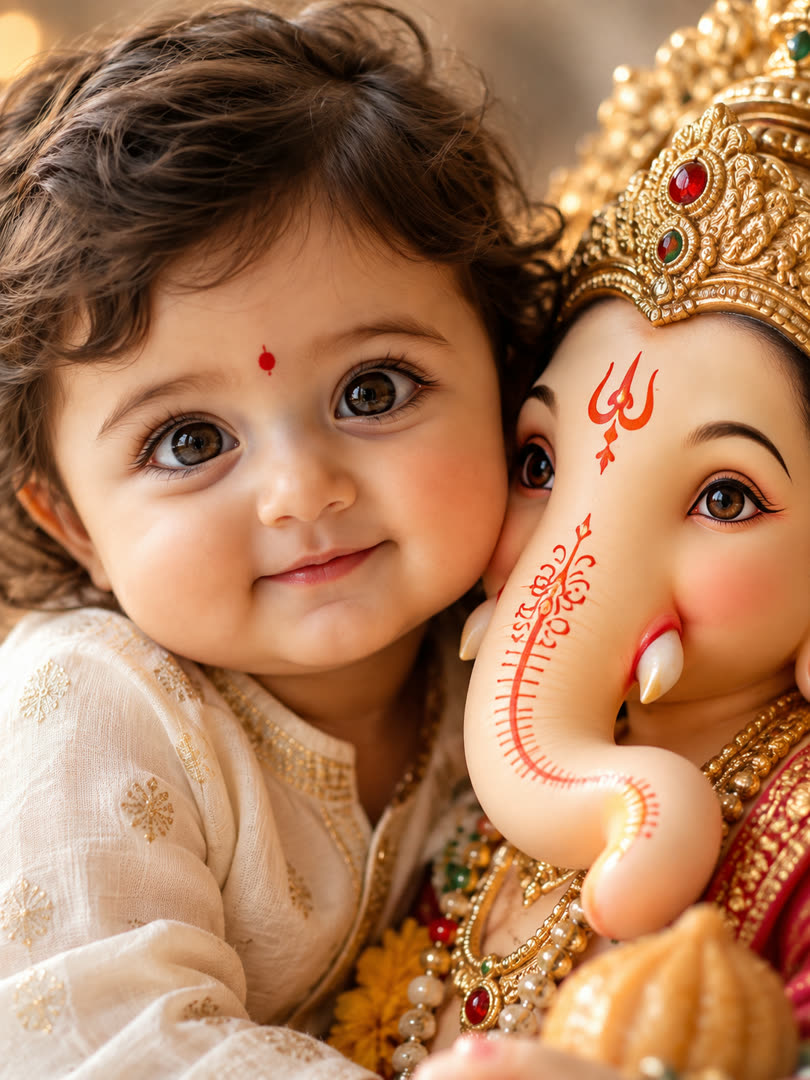 Cheek to Cheek with Bappa AI Baby Photo Template Preview