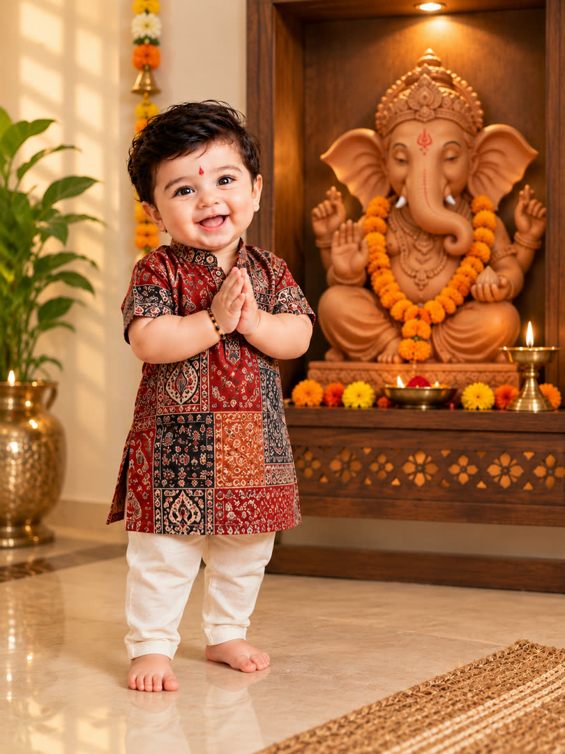Bappa's Blessings AI Baby Photo Template Preview